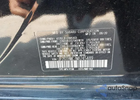 2021 Subaru Crosstrek Limited из США, поврежденный, VIN JF2GTHMC7M8245489